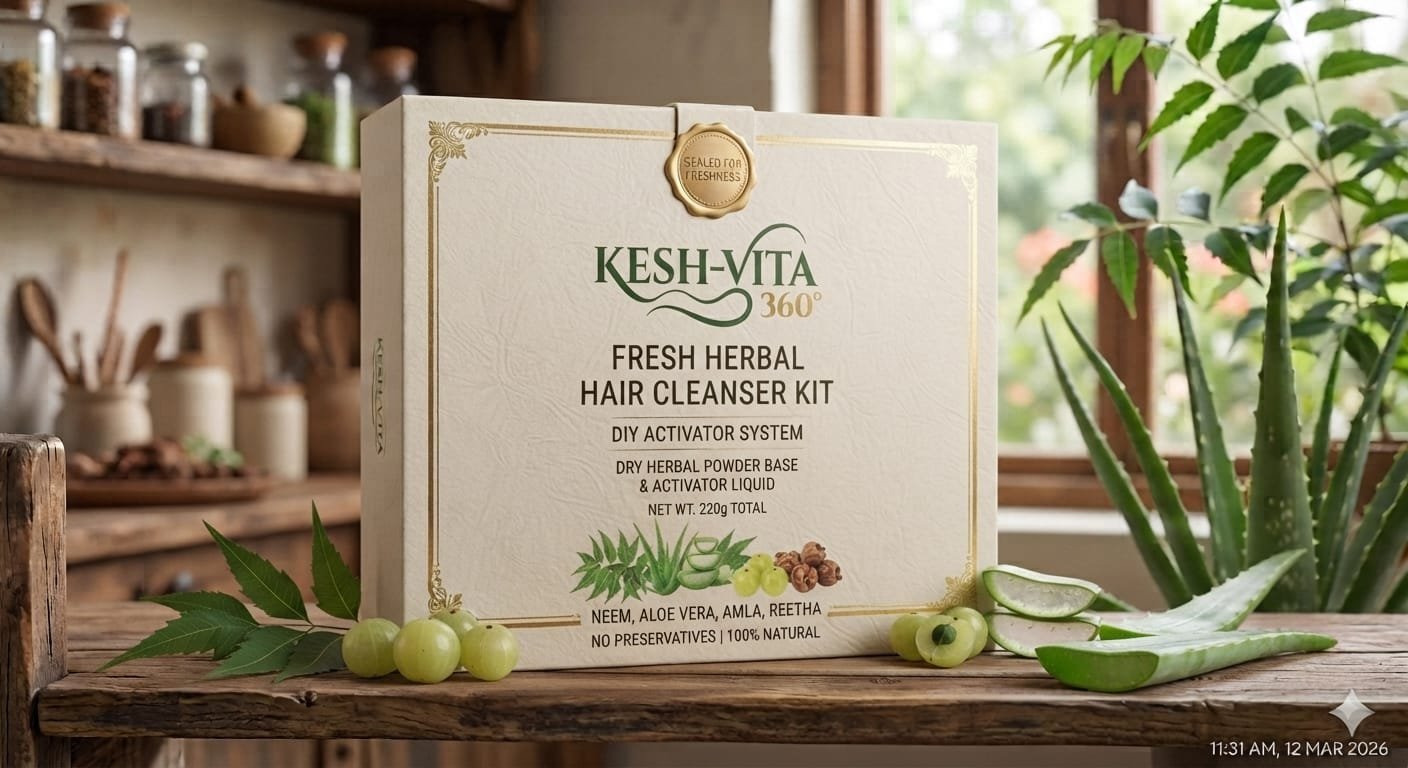 Kesh-Vita 360 fresh herbal hair cleanser kit with neem, aloe vera and amla